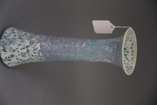 A tall Ruskin high fired vase, dated 1925, H. 33.8cm